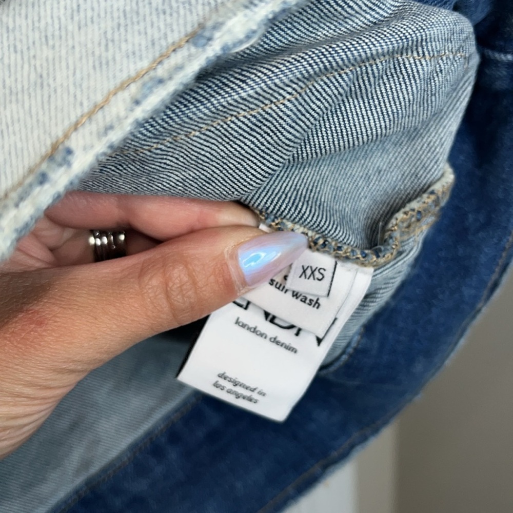 NWT LNDN Landon Denim Distressed Denim Jacket - Sun Wash - Picture 4 of 6